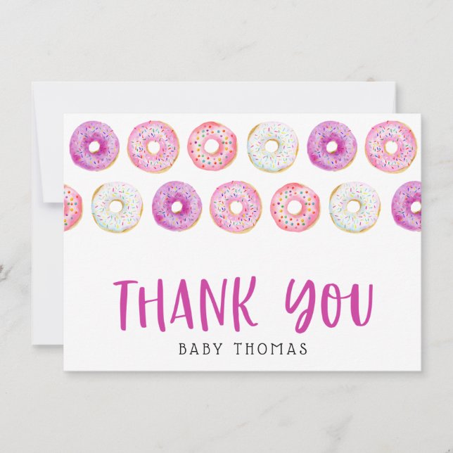 Carte De Remerciements Remerciements pour Baby Shower Donuts Roses (Devant)