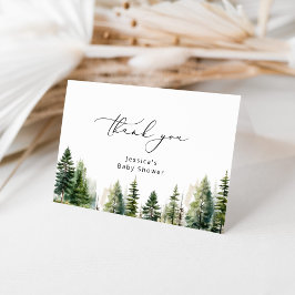 Carte De Remerciements Remerciements pour baby shower élégants pins forêt