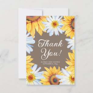 Carte De Remerciements Remerciements pour Baby Shower Fille Tournesols Ma