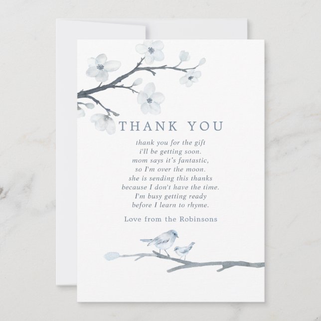 Carte De Remerciements Remerciements pour Baby Shower Fleurs de Cerisier (Devant)