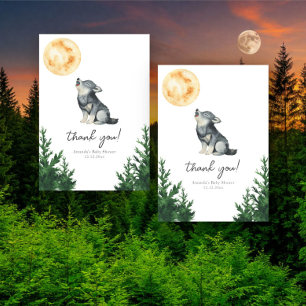 Carte De Remerciements Remerciements pour Baby Shower Loup Aquarelle