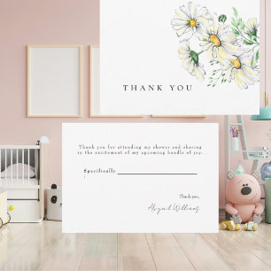 Carte De Remerciements Remerciements pour Baby Shower Marguerites Blanche