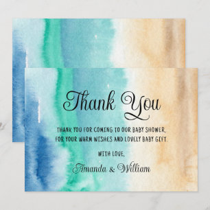 Carte De Remerciements Remerciements pour Baby Shower plage aquarelle