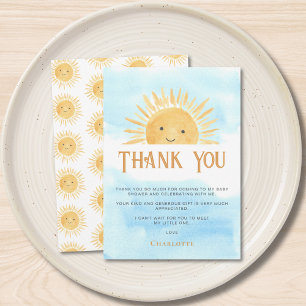 Carte De Remerciements Remerciements pour Baby Shower Soleil Nuages