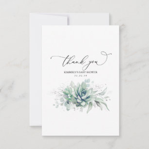 Carte De Remerciements Remerciements pour Baby Shower Succulents Vert arg