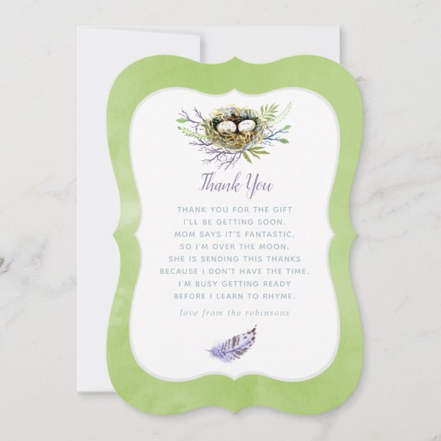 Carte De Remerciements Remerciements pour la Baby Shower des jumeaux avec (Devant)