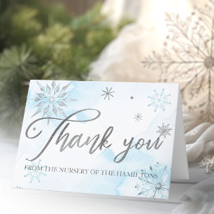 Carte De Remerciements Remerciements pour la Baby Shower d'Hiver Silver S