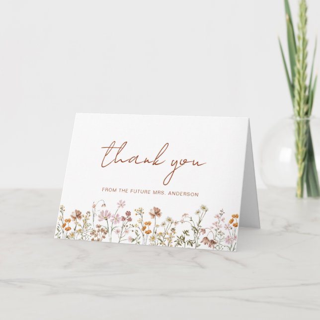 Carte De Remerciements Remerciements pour la Fête de Mariée Wildflower Fu (Devant)