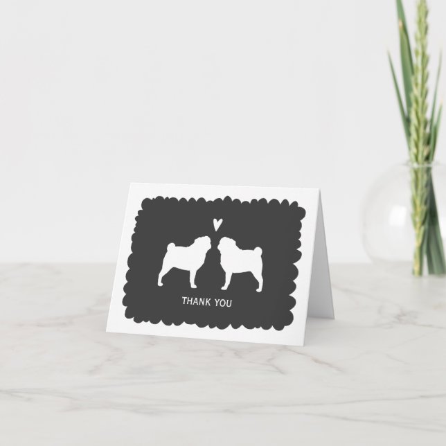 Carte De Remerciements Remerciements pour le mariage de Pug (Devant)