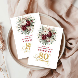 Carte De Remerciements Remerciements pour les 80 ans - Botanical Blush Bu