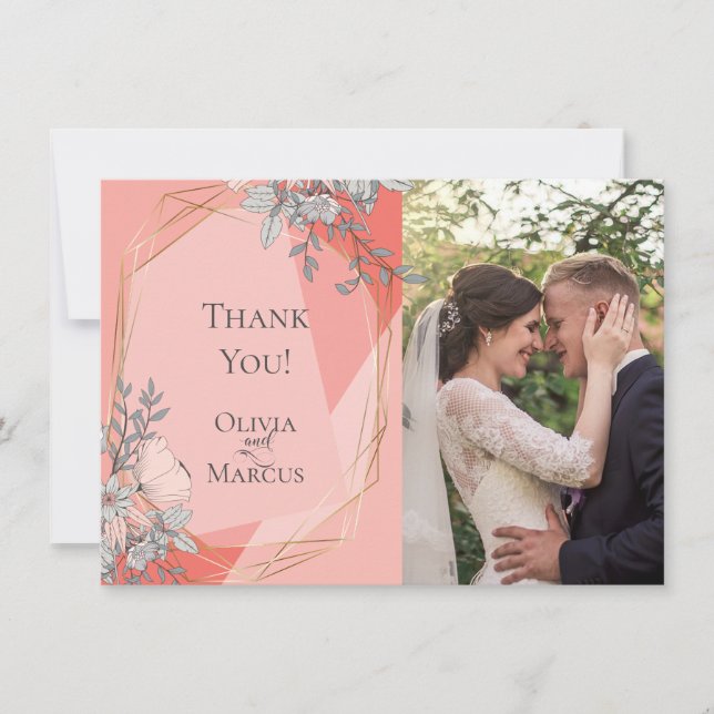 Carte De Remerciements Remerciements pour les photos de mariage  |  Fleur (Devant)