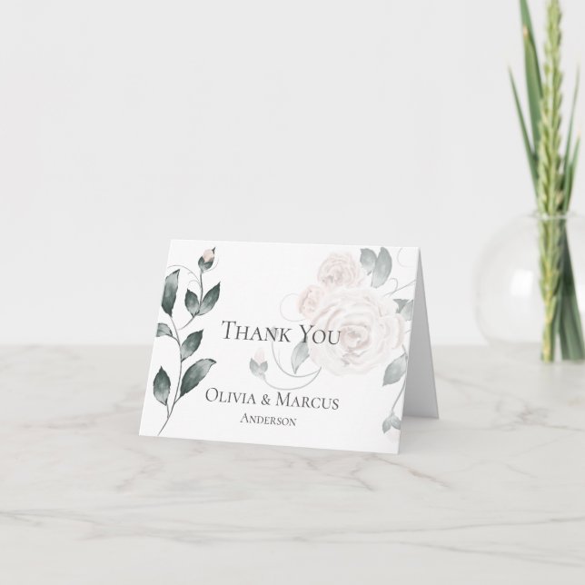 Carte De Remerciements Remerciements pour mariage | Aquarelle Dusty Rose  (Devant)