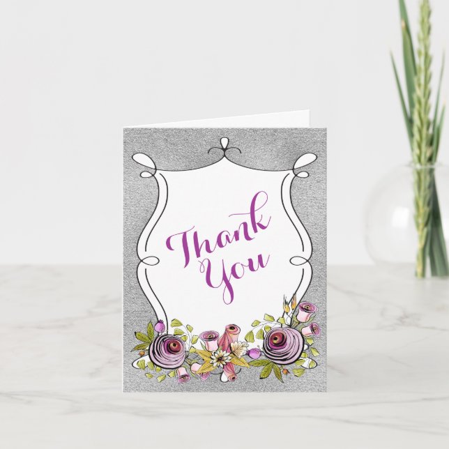 Carte De Remerciements Remerciements pour mariage | Floraux de prunes, hu (Devant)