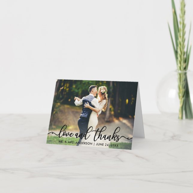 Carte De Remerciements Remerciements pour mariage | Photo Love and Thanks (Devant)