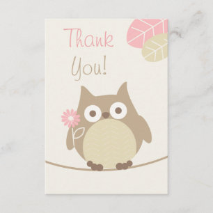 Carte De Remerciements Remerciements pour une Baby Shower Chouette Fille