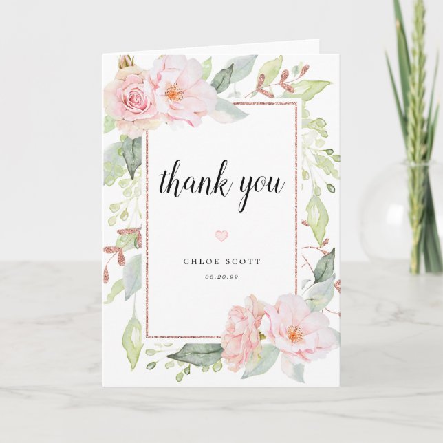 Carte De Remerciements Remerciements pour une douche de mariée florale au (Devant)