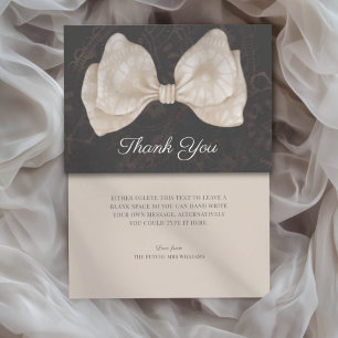 Carte De Remerciements Remerciements Ruban en Dentelle Beige Mariage