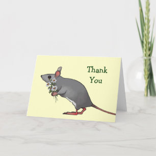 Carte De Remerciements Remerciements: Souris portant le bouquet de margue
