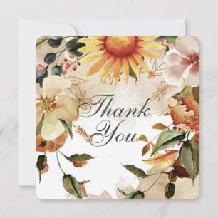 Carte De Remerciements Remercier Cadre Thème d'Automne avec Tournesol