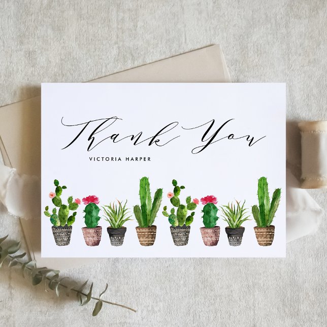Carte De Remerciements Remise de diplôme de cactus et de succulents en po (Créateur téléchargé)