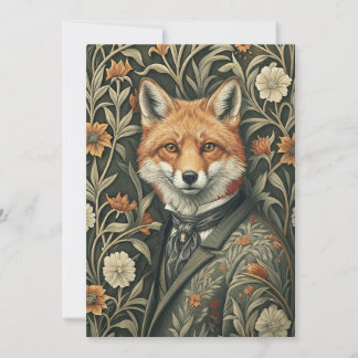 Carte De Remerciements Renard Rouge Gentleman en tenue de soirée victorie