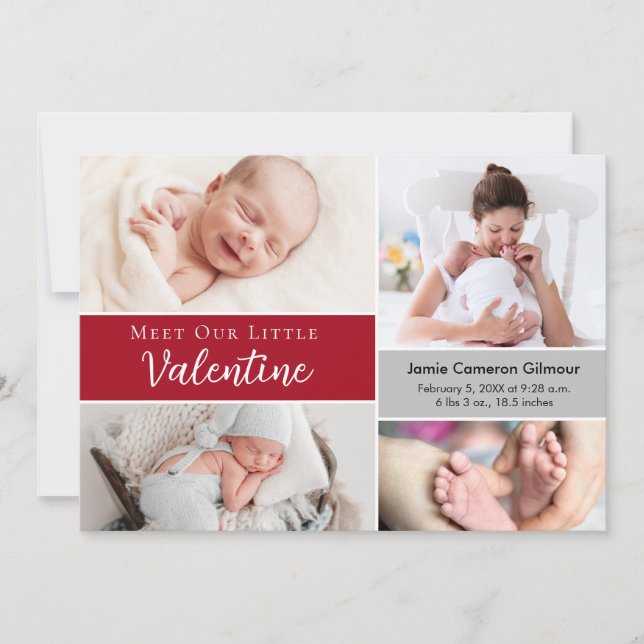 Carte De Remerciements Rencontrez notre petit Valentine Baby Boy Photo Bi (Devant)