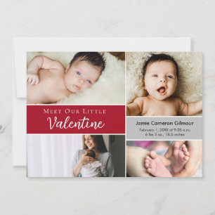 Carte De Remerciements Rencontrez notre petit Valentine Baby Photo Collag