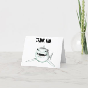 Carte De Remerciements requin aquarelle souriant gris vert océan animal