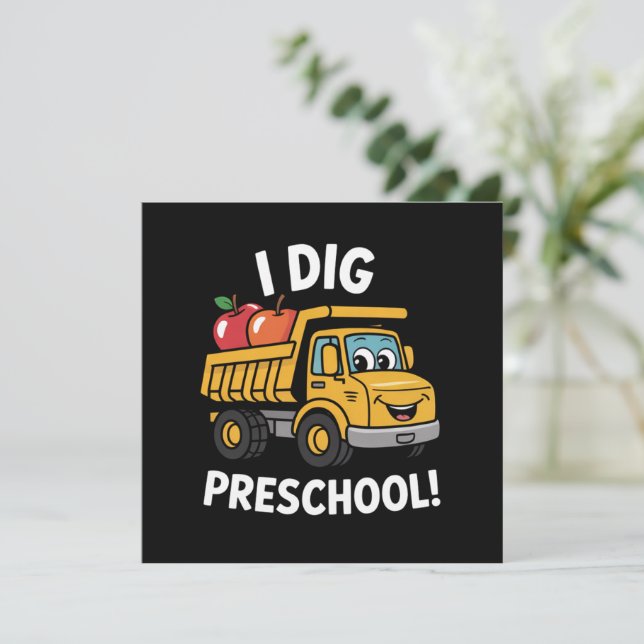 Carte De Remerciements Retour à l'école I Dig Camion de vidange préscolai (Debout devant)