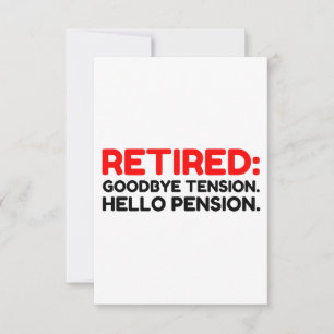 Carte De Remerciements Retraité Adieu Tension Bonjour Pension