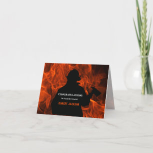 Carte De Remerciements Retraite personnalisée de pompier à flamme