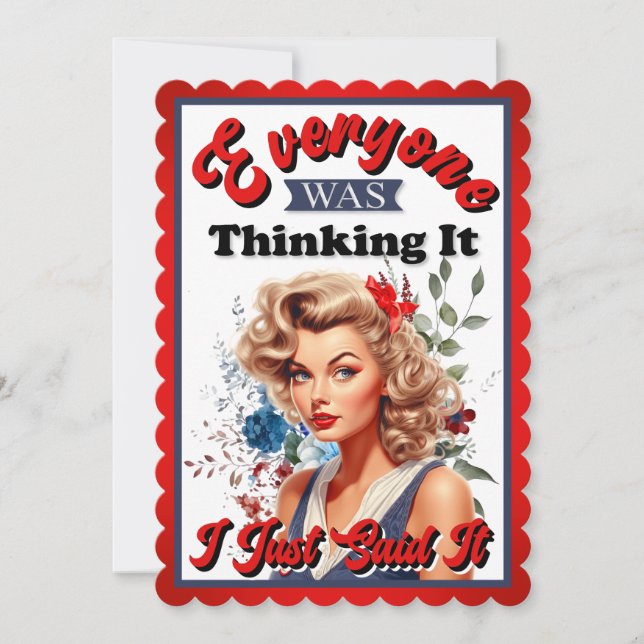 Carte De Remerciements Retro American Pinup_ Je Viens De Le Dire (Devant)