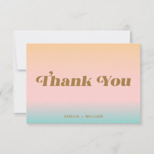 Carte De Remerciements Retro Beach Rose Aqua Pastels Gradient Personnalis