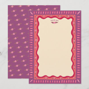 Carte De Remerciements Rétro Bohème Amusant Mariage sur Mesure Fait Main 