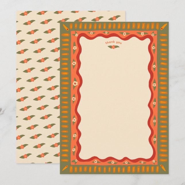 Carte De Remerciements Retro Boho Fun Mariage Fait Main SUR MESURE Enterr (Devant / Derrière)