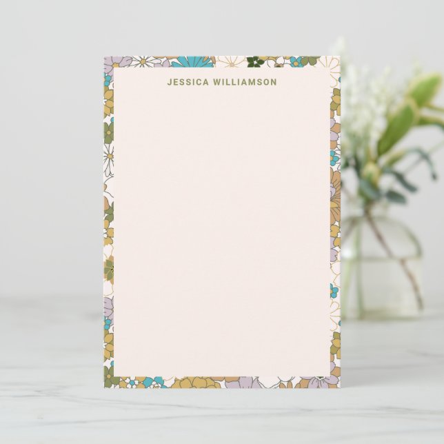Carte De Remerciements Retro Boho Turquoise Brown Floral Cute Baby shower (Debout devant)