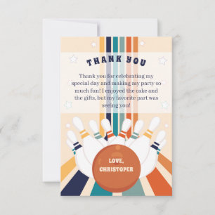Carte De Remerciements Retro Bowling anniversaire de enfant Party