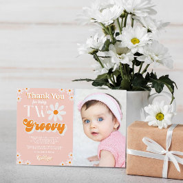 Carte De Remerciements Retro Deux filles Super 2e photo d'anniversaire
