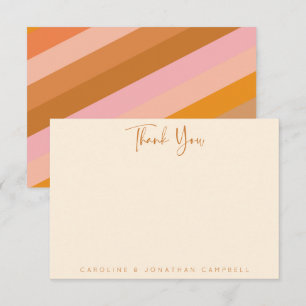 Carte De Remerciements Rétro Géométrique rose et orange Personnalisé