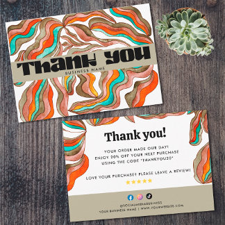 Carte De Remerciements Rétro Groovy 70s Soutien aux Petites Entreprises