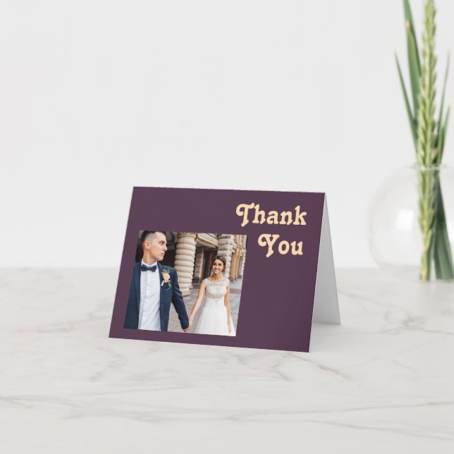 Carte De Remerciements Rétro moderne | Photos pliées violettes foncées (Devant)
