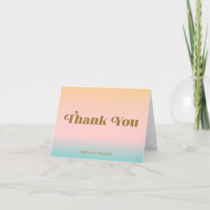 Carte De Remerciements Retro Peach Pastel Gradient Unique Mariage lumineu