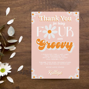Carte De Remerciements Retro Quatre Filles toujours Super 4e anniversaire