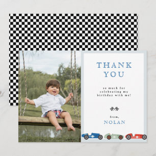 Carte De Remerciements Retro Race Car Thème Anniversaire Photo