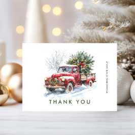 Carte De Remerciements Retro Red Farm Truck Noël Entreprise Fête