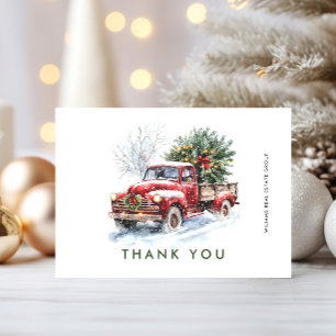 Carte De Remerciements Retro Red Farm Truck Noël Entreprise Fête