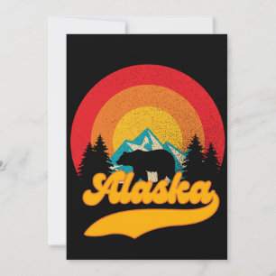 Carte De Remerciements Retro Sunset Alaska Juneau Bear Mountains Wild AK