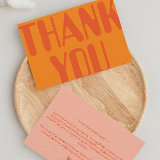 Carte De Remerciements Rétro Super les années 70 Orange Bold Mariage