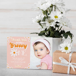 Carte De Remerciements Retro Super One Girls 1st Birthday Photo