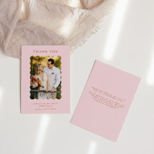 Carte De Remerciements Retro Wavy Photo Blush Mariage